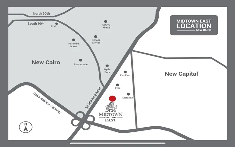 موقع كمبوند ميدتاون التجمع السادس midtown new cairo